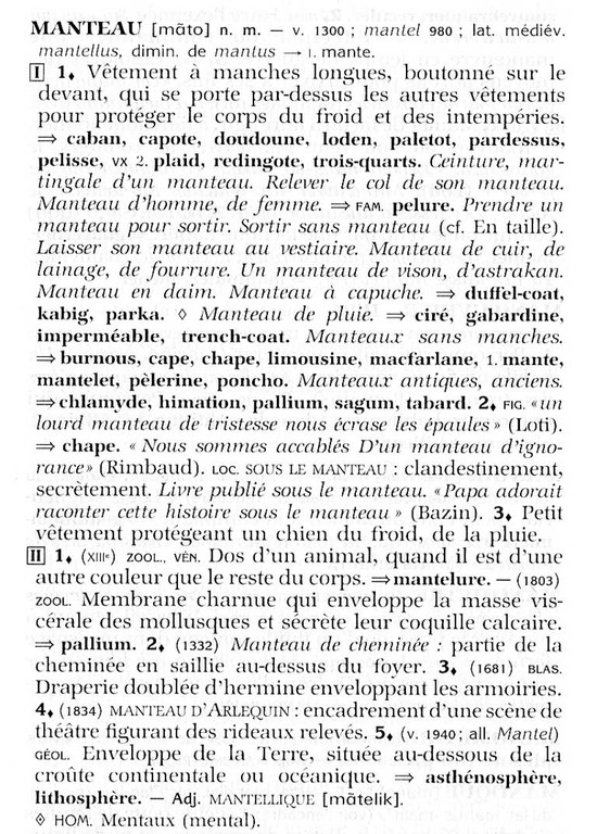 manteau - definition